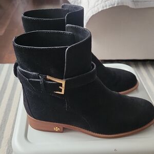 Tory Burch Suede Black Ankle Boots.